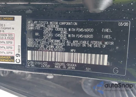 2020 Toyota 4Runner Sr5/Sr5 Premium from USA, damaged, VIN JTEBU5JR4L5810077